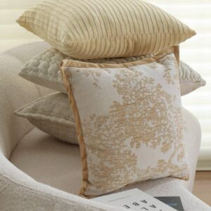 Textured Embroidery, Subtle Floral Throw Pillows Pack of 1 of 18 inch x18 inch  with 450g Insert