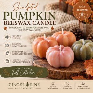 Sculpted Pumpkin Beeswax Candle | Fall Pumpkin Candle
