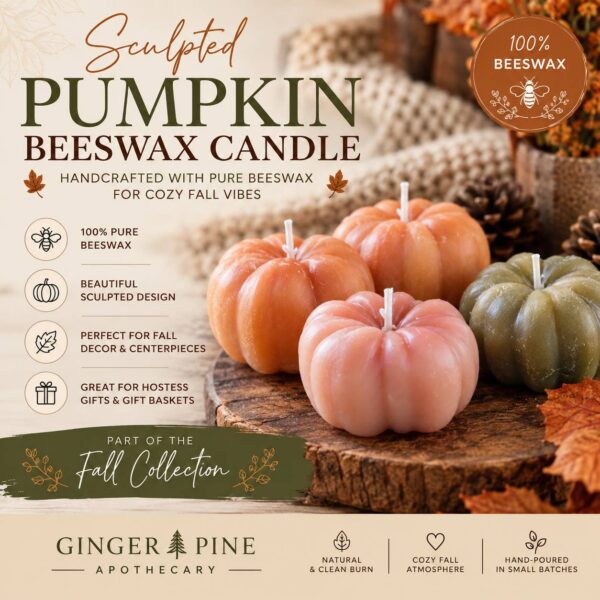 Sculpted Pumpkin Beeswax Candle | Fall Pumpkin Candle